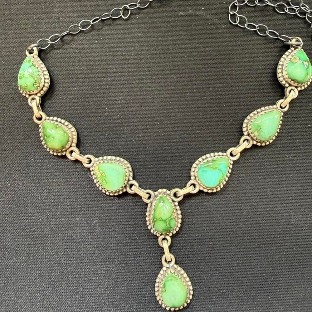 Stunning handmade sonoran gold turquoise lariat necklace